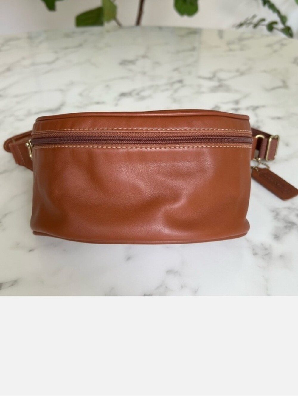 COACH Vintage Canteen Waist Pouch 0515 British Tan Leather Belt Bag Fanny Pack